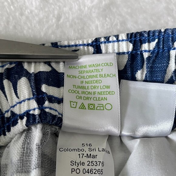 Lilly Pulitzer Linen Ankle Pants Women M Indigo White Pink Tassels Boho Coastal - Picture 11 of 11